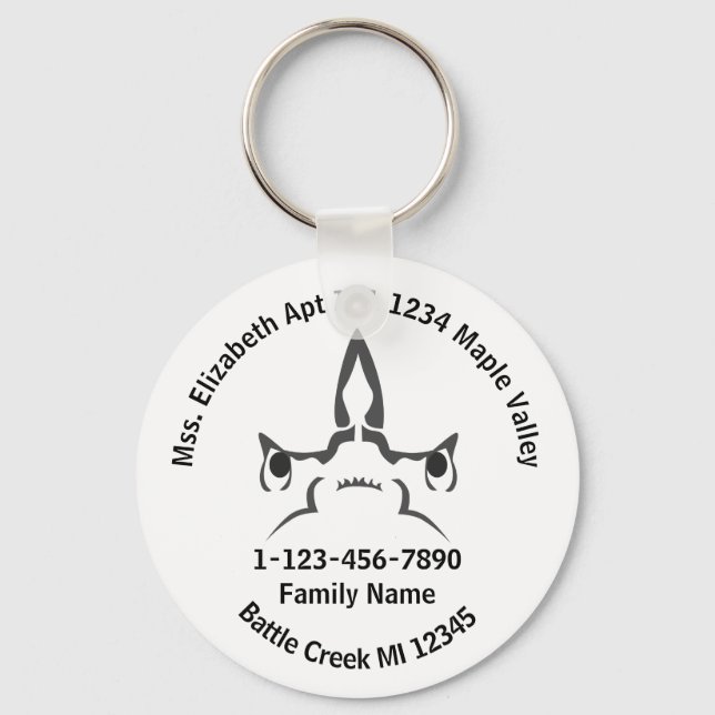 Hammerhead Shark Borttappad Family Home Adress Nyckelring (Framsida)