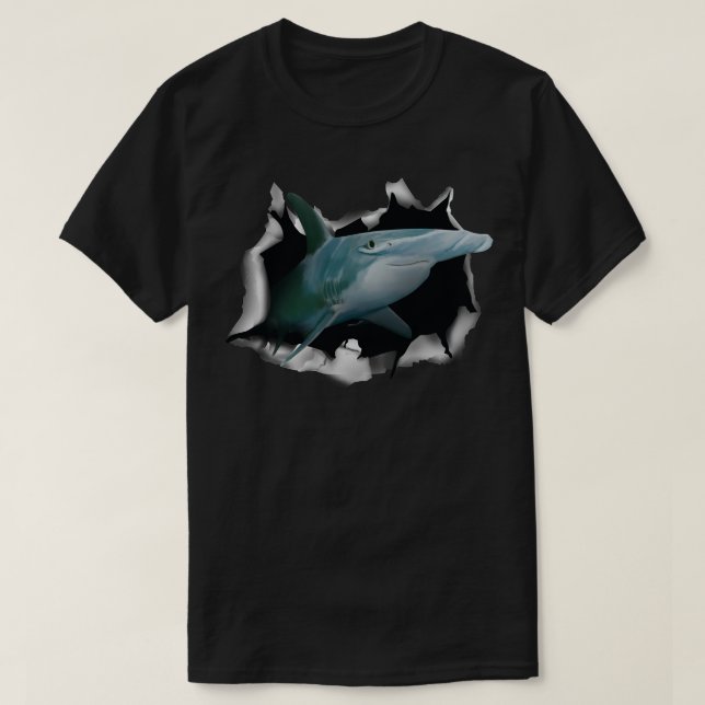 Hammerhead Shark Breaking Clothes Shark Outfit Gif T Shirt (Design framsida)