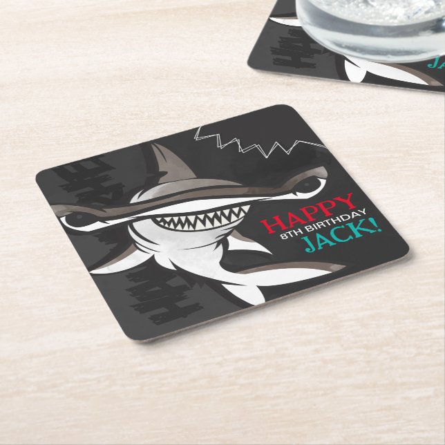 Hammerhead Shark Födelsedagsfest Underlägg Papper Kvadrat (Vinklad)