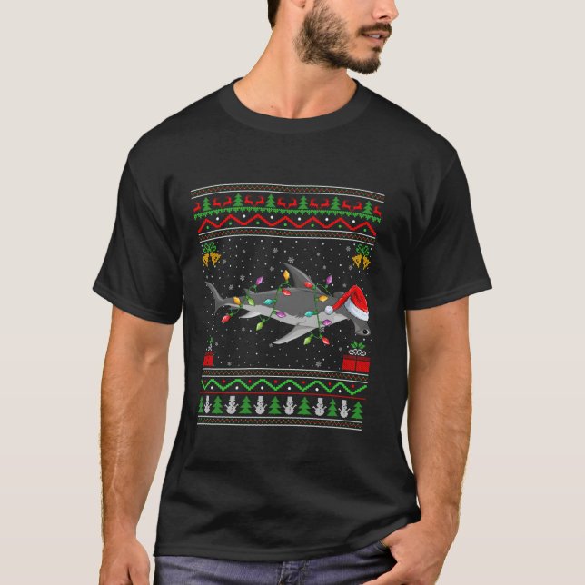 Hammerhead Shark jul Ljus Santa Ugly Sweat T Shirt (Framsida)