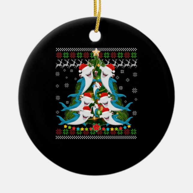 Hammerhead Shark Julafton Lighting Träd Shark Julgransprydnad Keramik (Framsidan)