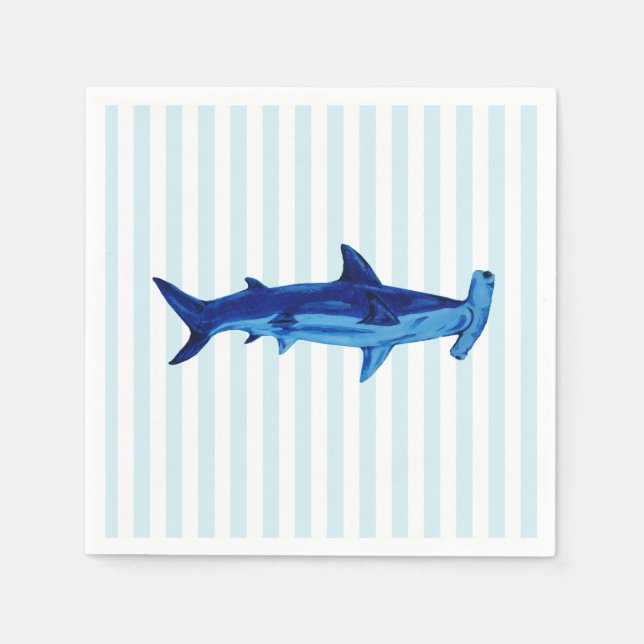 Hammerhead Shark Painting Blue Rand Pappersservett (Framsidan)