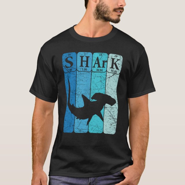 Hammerhead Shark Periodic Bord Inslag Retro Sha T Shirt (Framsida)
