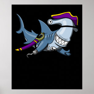 Hammerhead Shark Pirat Ocean Poster