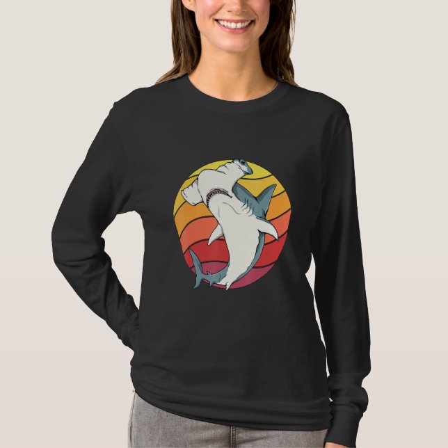 Hammerhead Shark Retro Sunset Shark Art Hammerhead T Shirt (Framsida)