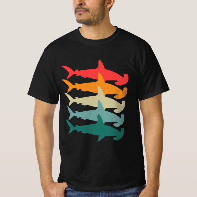 Hammerhead Shark Retro T Shirt (Framsida)