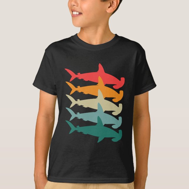 Hammerhead Shark Retro T Shirt (Framsida)