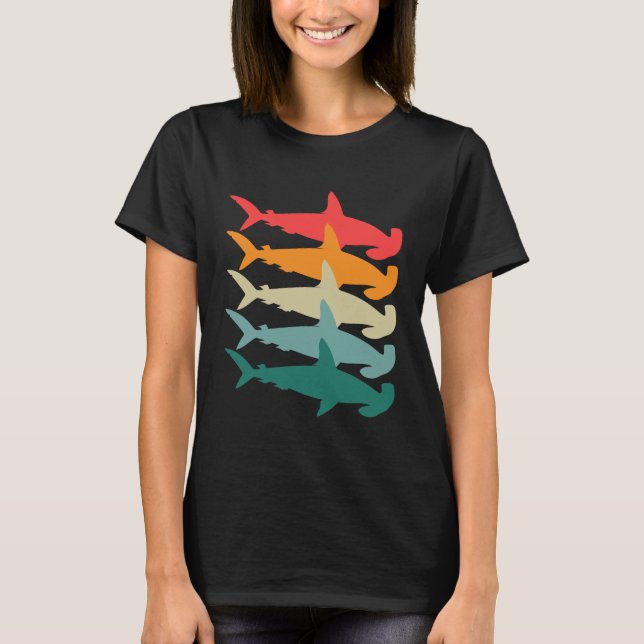 Hammerhead Shark Retro T Shirt (Framsida)