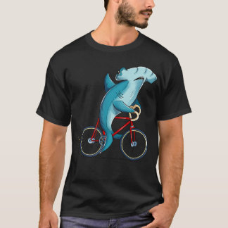 Hammerhead Shark Riding Bicycle Cute Biker gips T Shirt