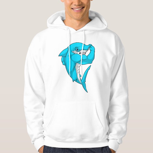 Hammerhead shark som Bodybyggder i Bodybuilding Hoodie (Framsida)