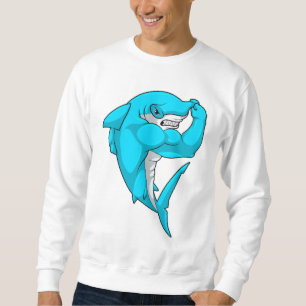 Hammerhead shark som Bodybyggder i Bodybuilding Lång Ärmad Tröja