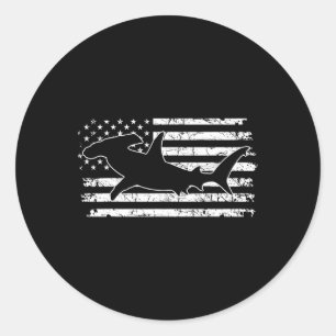 Hammerhead Shark US Flagga Independence day Runt Klistermärke