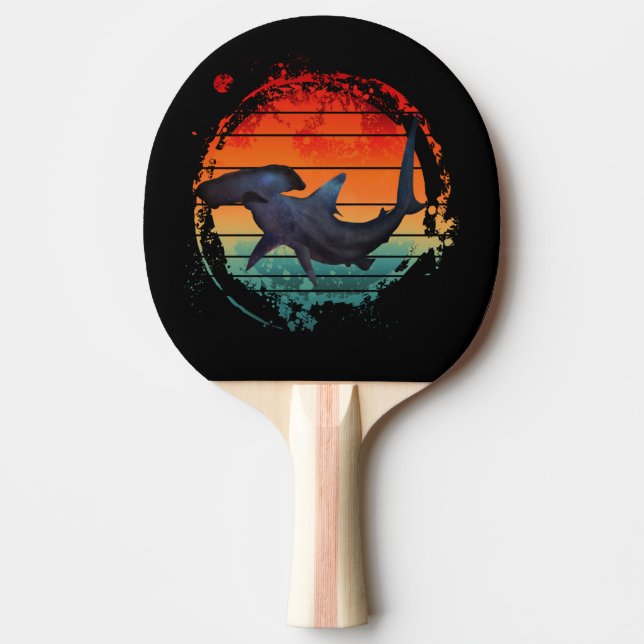 HAMMERHEAD SHARK VINTAGE SUNSET PINGISRACKET (Framsidan)