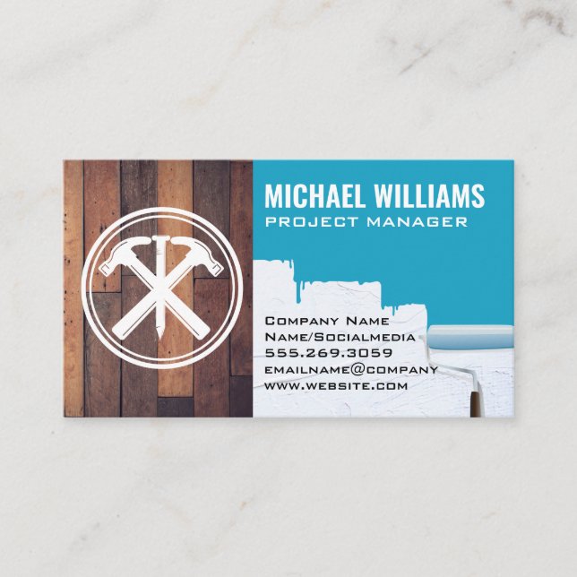 Hammers Nagel | Trä Paint | Allmän entreprenör Visitkort (Framsida)