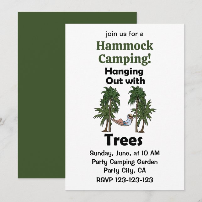 Hammock Camping Hängande Med Träd Camping Inbjudningar (Fram/baksida)