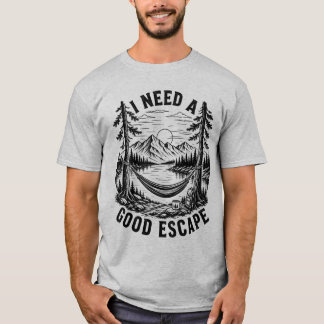 Hammock Camping Mountain Lake Present Utomhus T Shirt