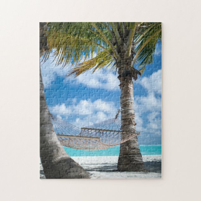 Hammock Coconut Träd Summer Helgdag Photo Pussel (Vertikal)