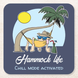 Hammock Life Chill Mode Activated Funny Tecknad Underlägg Papper Kvadrat