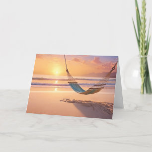 Hammock på stranden vid Sunset Kort