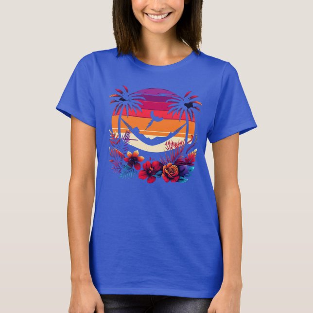Hammock Sunset Retreat Tropical Bliss T Shirt (Framsida)