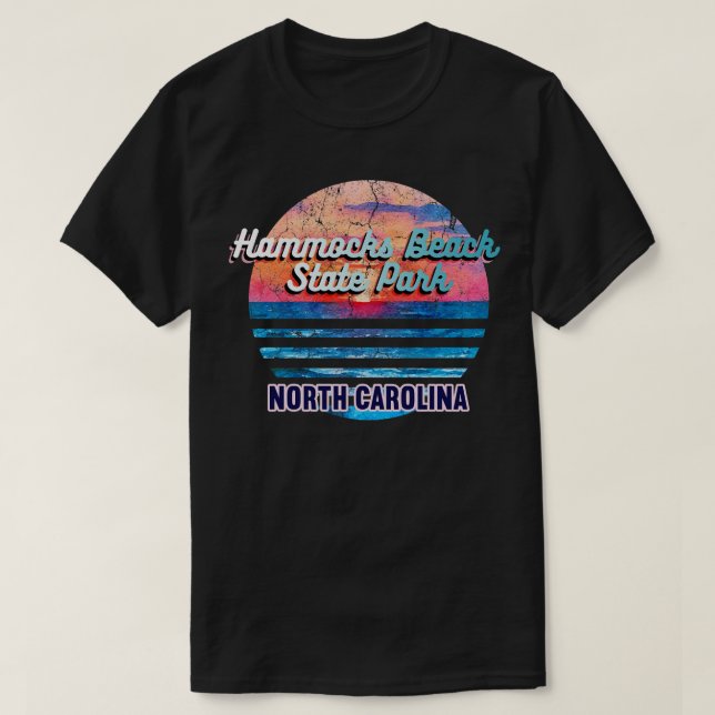 Hammocks Beach State Park North olina Retro Sunset T Shirt (Design framsida)