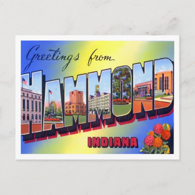 Hammond, Indiana Vintage Big Brev vycard Vykort (Framsida)
