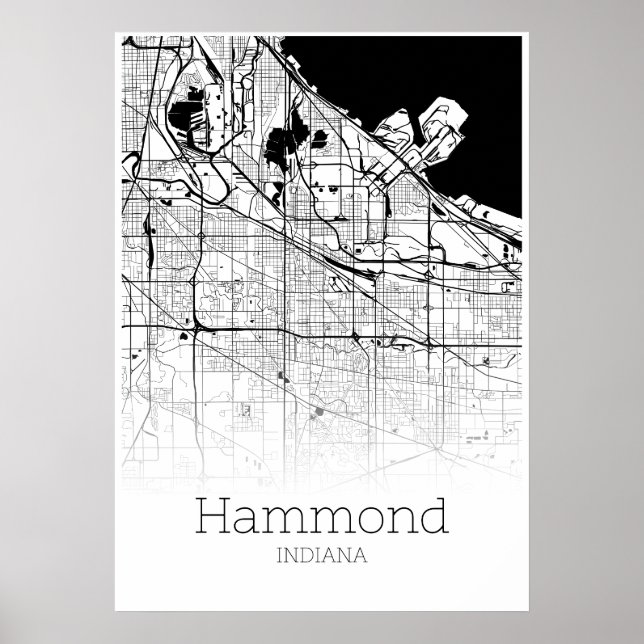 Hammond Karta - Indiana - City Karta Poster (Framsidan)