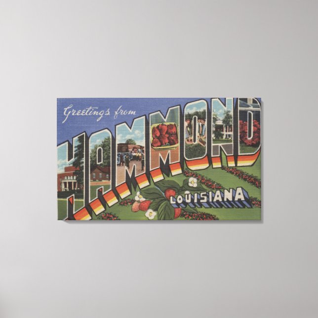 Hammond, Louisiana - Large Brev Scenes Canvastryck (Framsida)