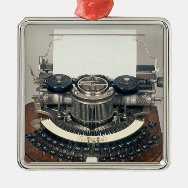 Hammond skrivmaskin, med idealtangentbord julgransprydnad metall (Framsidan)