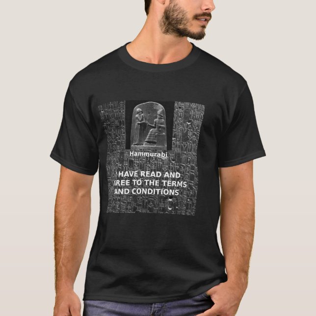Hammurabi benämner och villkor tee (Framsida)