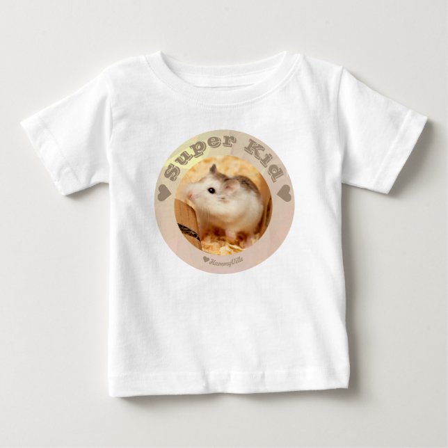 HammyVille - Cute Brown White Hamster - Toppen Kid T Shirt (Framsida)
