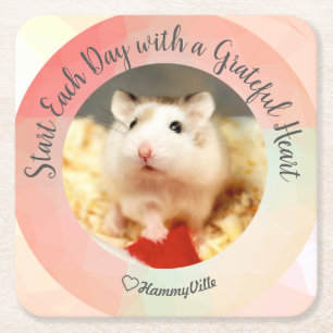 HammyVille - Cute Hamster startar varje dag tacksa Underlägg Papper Kvadrat