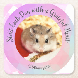 HammyVille - Cute Hamster startar varje dag tacksa Underlägg Papper Kvadrat