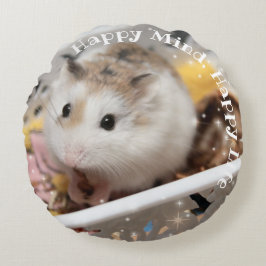 Hammyville - Cute Lycklig Hamster Rund Kudde