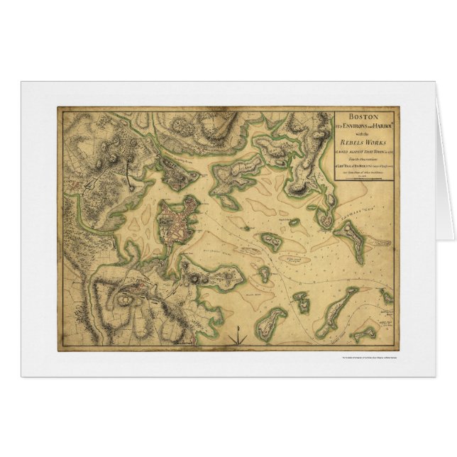 Hamn av den Boston kartan 1775 Hälsningskort (Framsidan Horizontal)