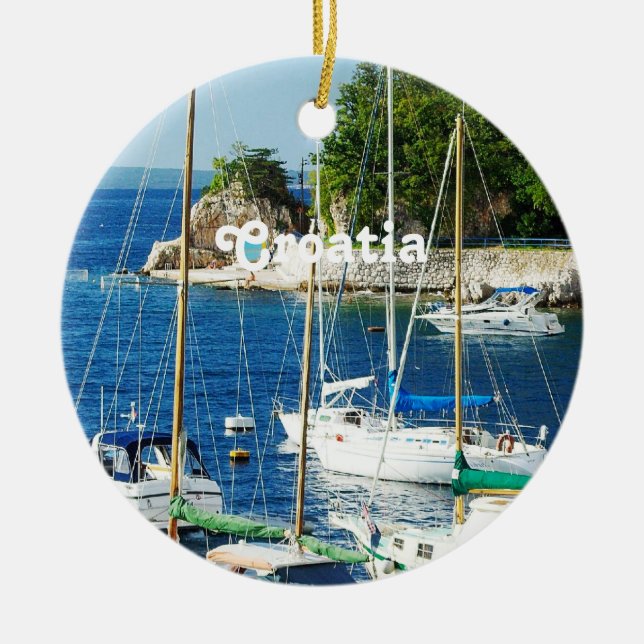 Hamn i Kroatien Julgransprydnad Keramik (Framsidan)
