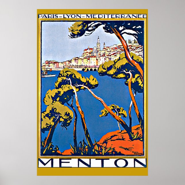 Hamn i Menton Frankrike Poster (Framsidan)