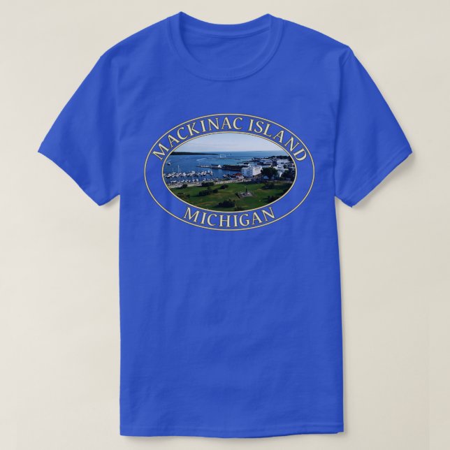 Hamn och centrum i historiska Mackinac Island Mi T Shirt (Design framsida)