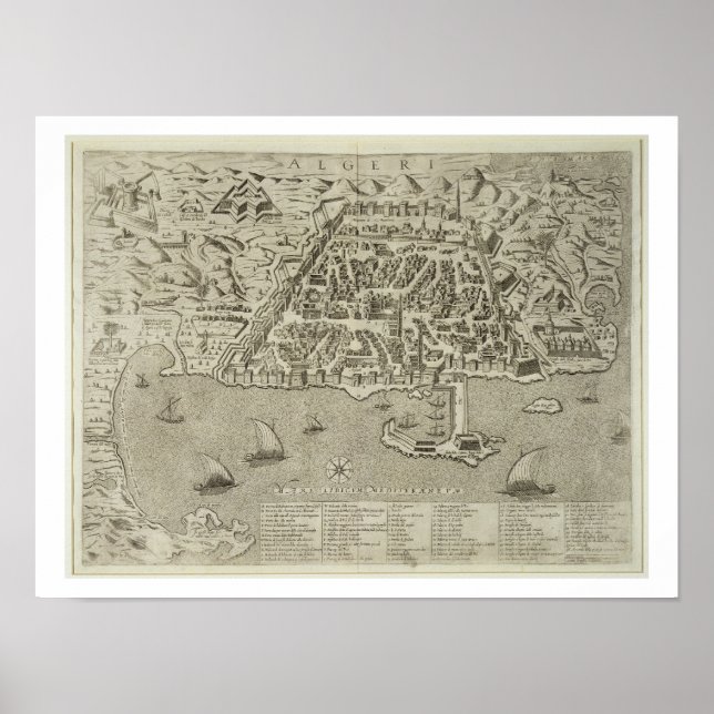 Hamn och stad i Alger, c.1572 (gravläggning) Poster (Framsidan)
