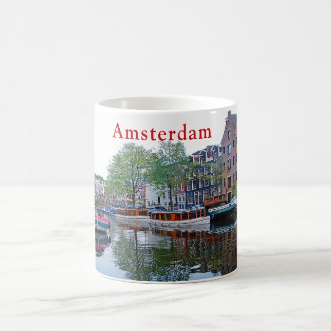 Hamn på kanalen i Amsterdam Kaffemugg (Center)