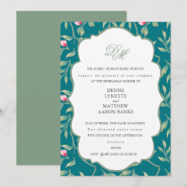 Hamnblå och basgrön repetitionsmiddag inbjudningar