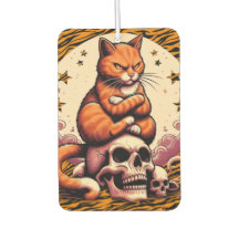 Hämndlysten orange katt, kranier och måne