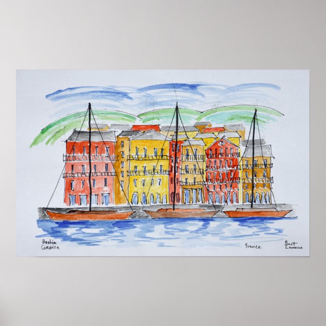 Hamnen, Bastia | Korsika, Frankrike Poster (Framsidan)