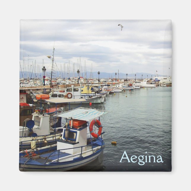 Hamnen i Aegina Magnet (Framsidan)