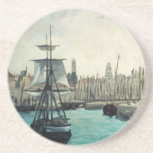 Hamnen i Calais av Manet, Vintage Impressionism Ko Underlägg Sandsten