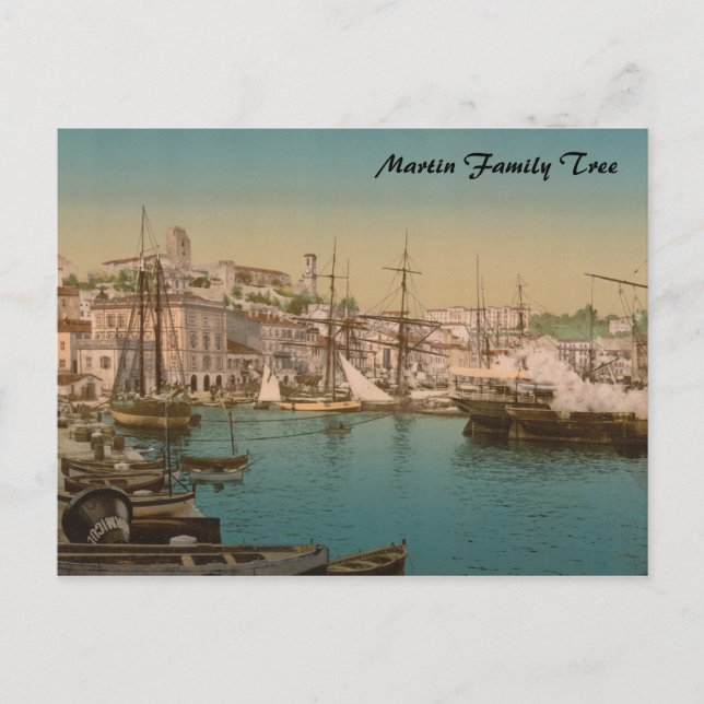 Hamnen i Cannes, Frankrike Vykort (Framsida)