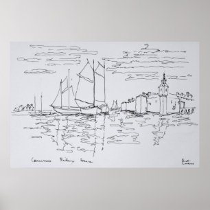 Hamnen i Concarneau Södra Bretagne, Frankrike Poster