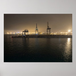 Hamnen i Hull på natten – industriella hamnområden Poster
