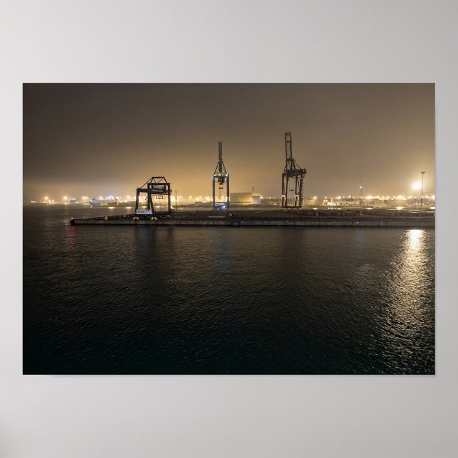 Hamnen i Hull på natten – industriella hamnområden Poster (Framsidan)