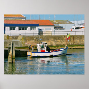 Hamnen i l'Herbaudière i Frankrike Poster